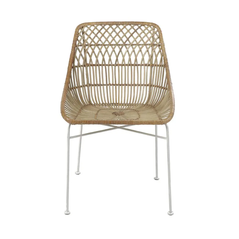 Pomax Chaises-AIX - chaise - rotin / métal - L 56 x W 53,5 x H 82 cm - blanc