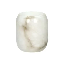 Pomax Senteurs-ALABASTER - bougie parfumée 1 mèche - "oudh" parfum - cire de paraffine / albâtre - DIA 9 x H 10 cm - blanc