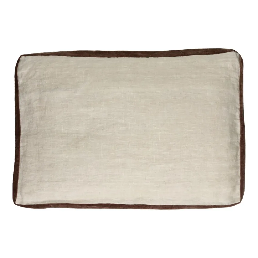 Pomax Coussins-ALPHA BORDERS - coussin - lin / velours - L 60 x W 40 cm - ivoire