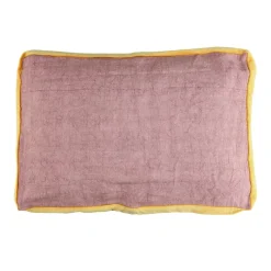 Pomax Coussins-ALPHA BORDERS - coussin - lin / velours - L 60 x W 40 cm - poudre rose