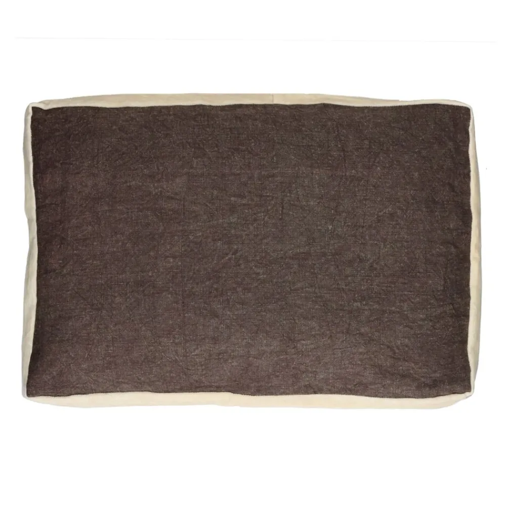 Pomax Coussins-ALPHA BORDERS - coussin - lin / velours - L 60 x W 40 cm - brun