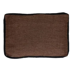 Pomax Coussins-ALPHA BORDERS - coussin - lin / velours - L 60 x W 40 cm - chocolat