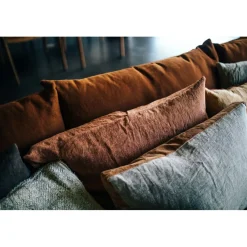 Pomax Coussins-ALPHA BORDERS - coussin - lin / velours - L 60 x W 40 cm - naturel
