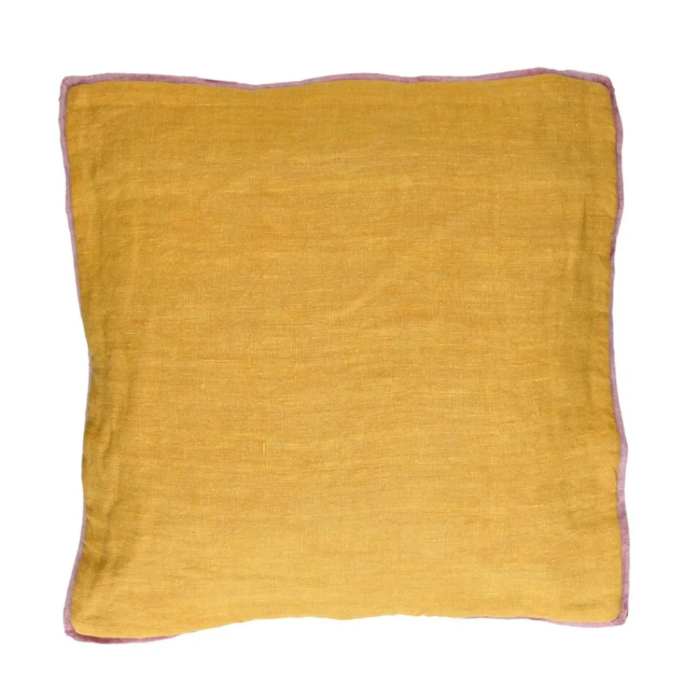 Pomax Coussins-ALPHA OPPOSITES - coussin - lin / coton - L 45 x W 45 cm - moutarde