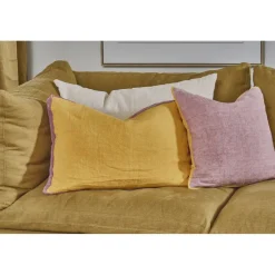 Pomax Coussins-ALPHA OPPOSITES - coussin - lin / coton - L 45 x W 45 cm - moutarde