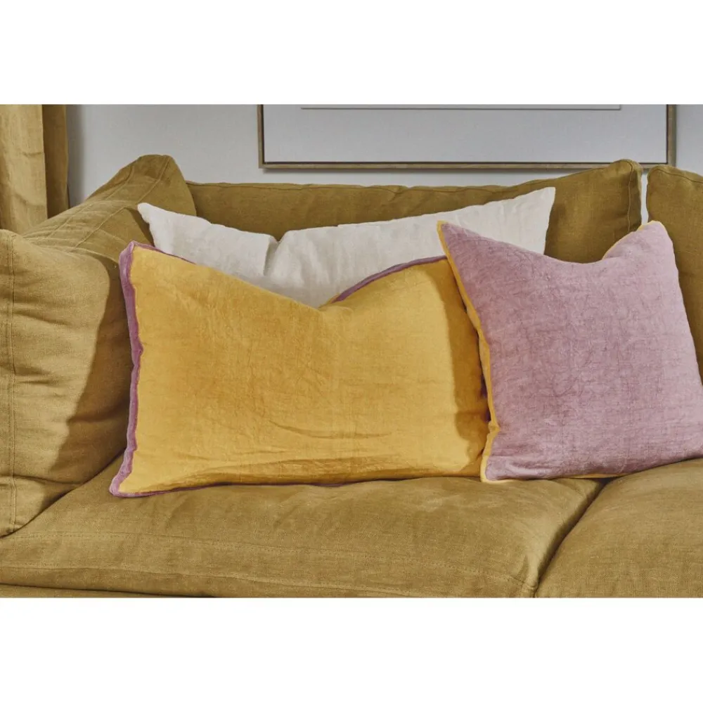 Pomax Coussins-ALPHA OPPOSITES - coussin - lin / coton - L 45 x W 45 cm - moutarde