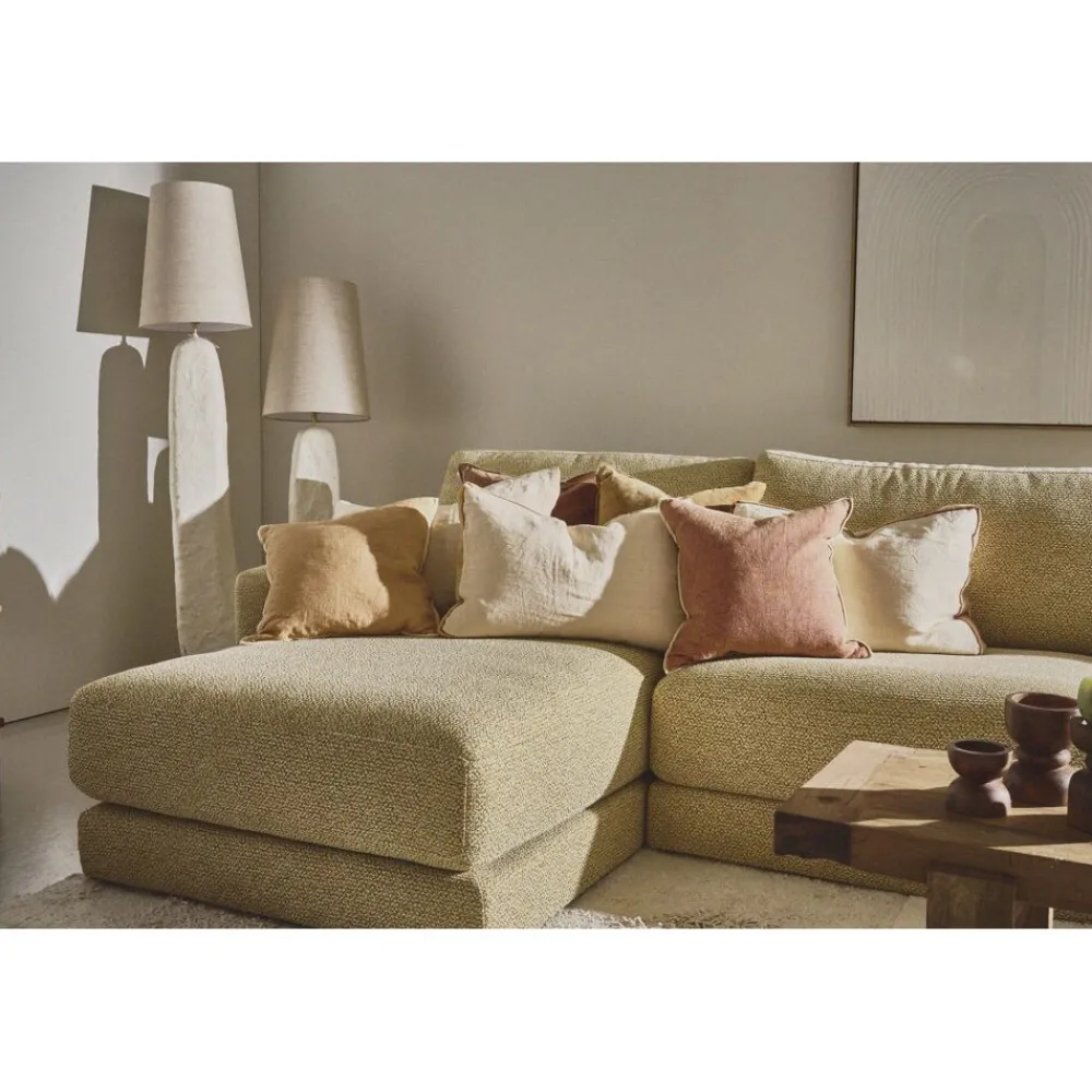 Pomax Coussins-ALPHA OPPOSITES - coussin - lin / coton - L 45 x W 45 cm - camel