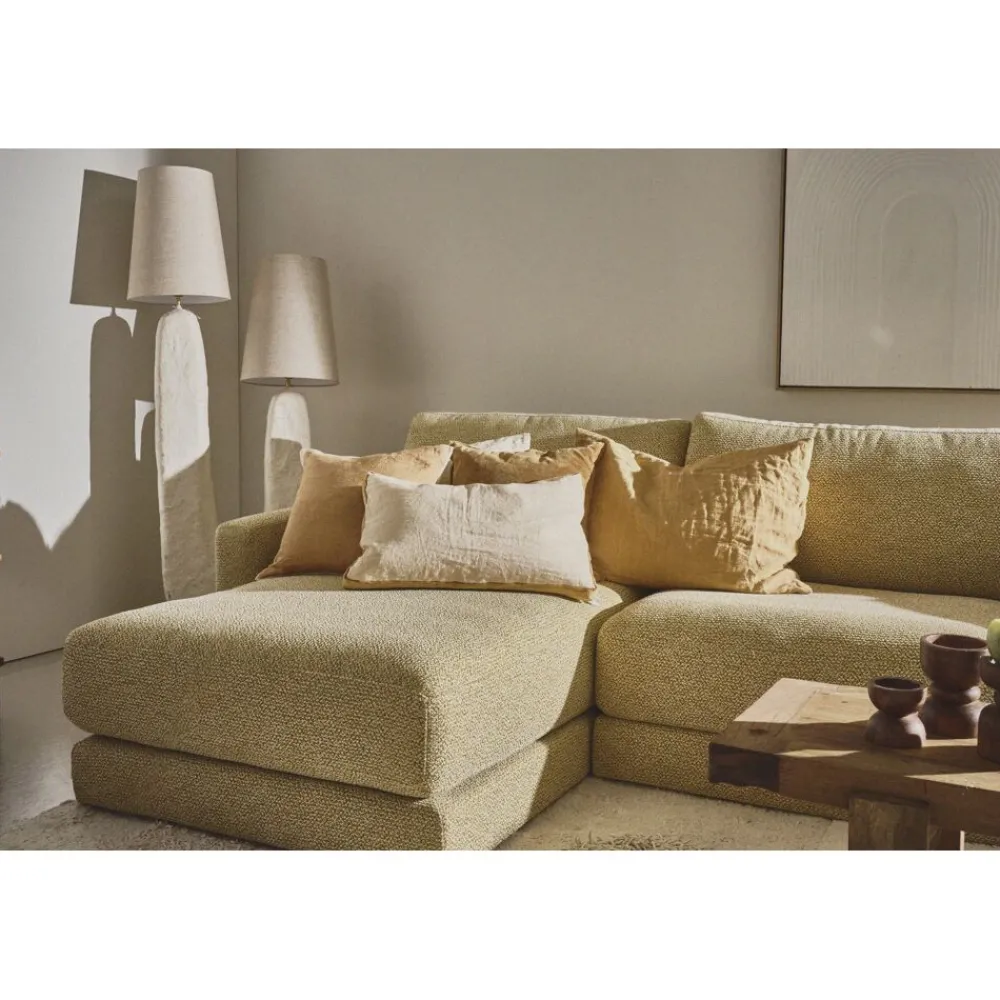 Pomax Coussins-ALPHA OPPOSITES - coussin - lin / coton - L 45 x W 45 cm - ocre