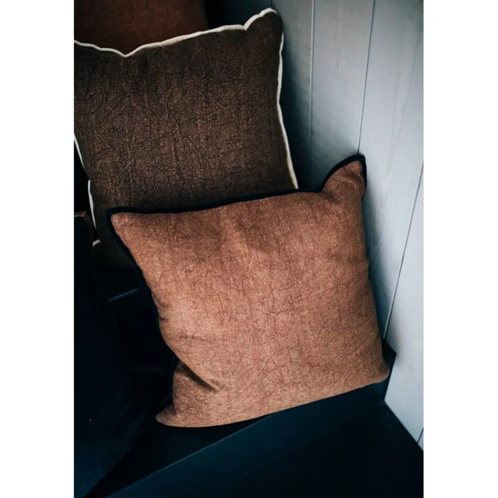 Pomax Coussins-ALPHA OPPOSITES - coussin - lin / coton - L 45 x W 45 cm - café