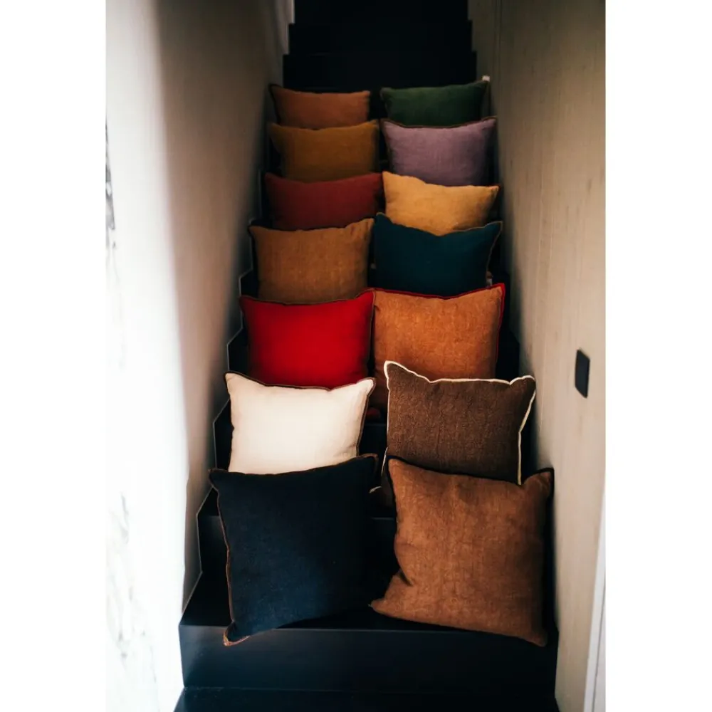 Pomax Coussins-ALPHA OPPOSITES - coussin - lin / coton - L 45 x W 45 cm - ivoire