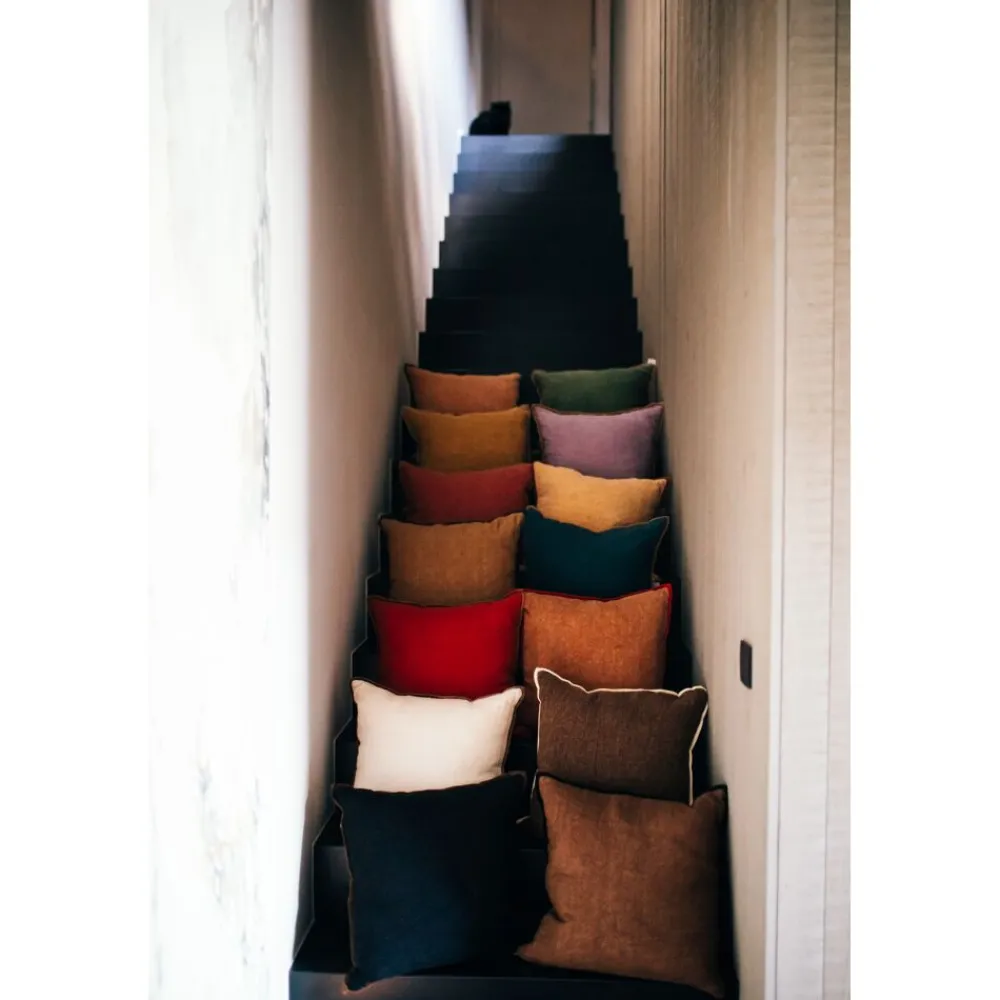 Pomax Coussins-ALPHA OPPOSITES - coussin - lin / coton - L 45 x W 45 cm - lavande