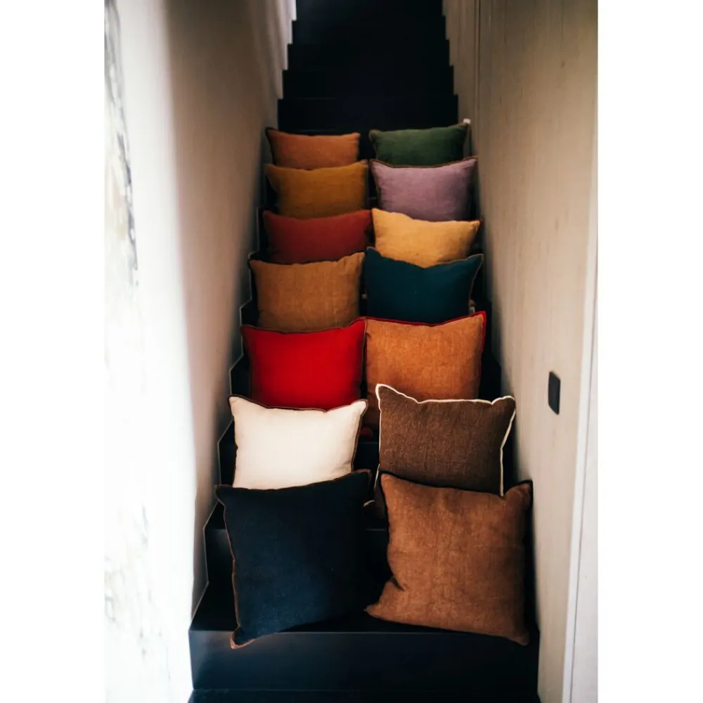 Pomax Coussins-ALPHA OPPOSITES - coussin - lin / coton - L 45 x W 45 cm - camel
