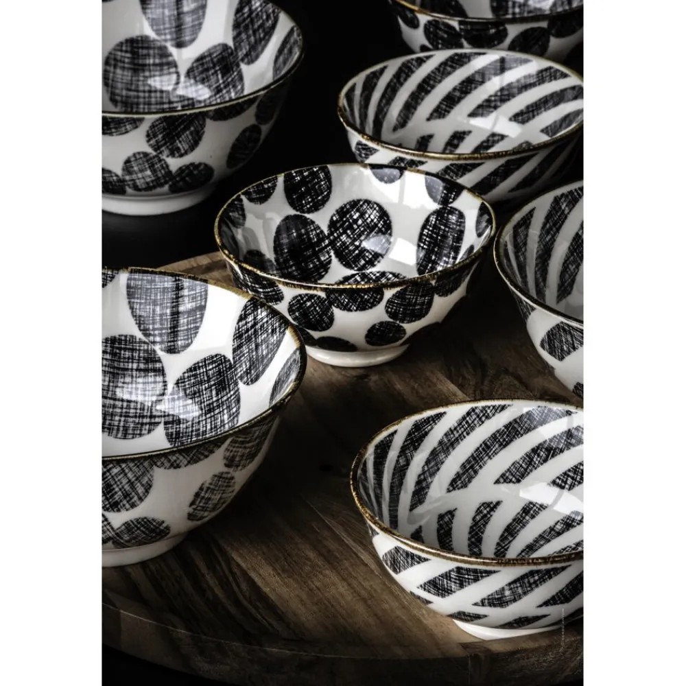 Pomax Vaisselle-ALTO - bol à céréales - porcelaine - DIA 12 x H 6 cm - noir/blanc