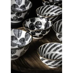 Pomax Vaisselle-ALTO - bol à soupe - porcelaine - DIA 15 x H 7 cm - noir/blanc