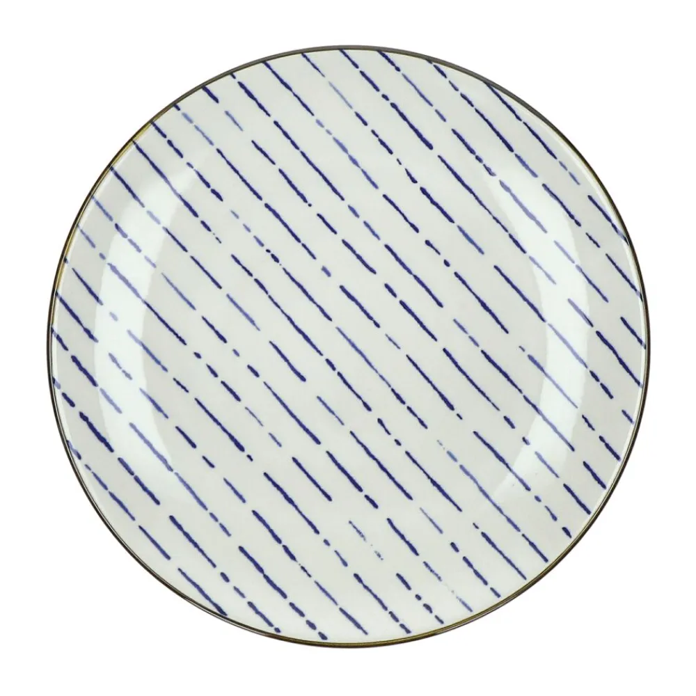 Pomax Vaisselle-ANAFI - assiette à dessert - porcelaine - DIA 22 cm - bleu