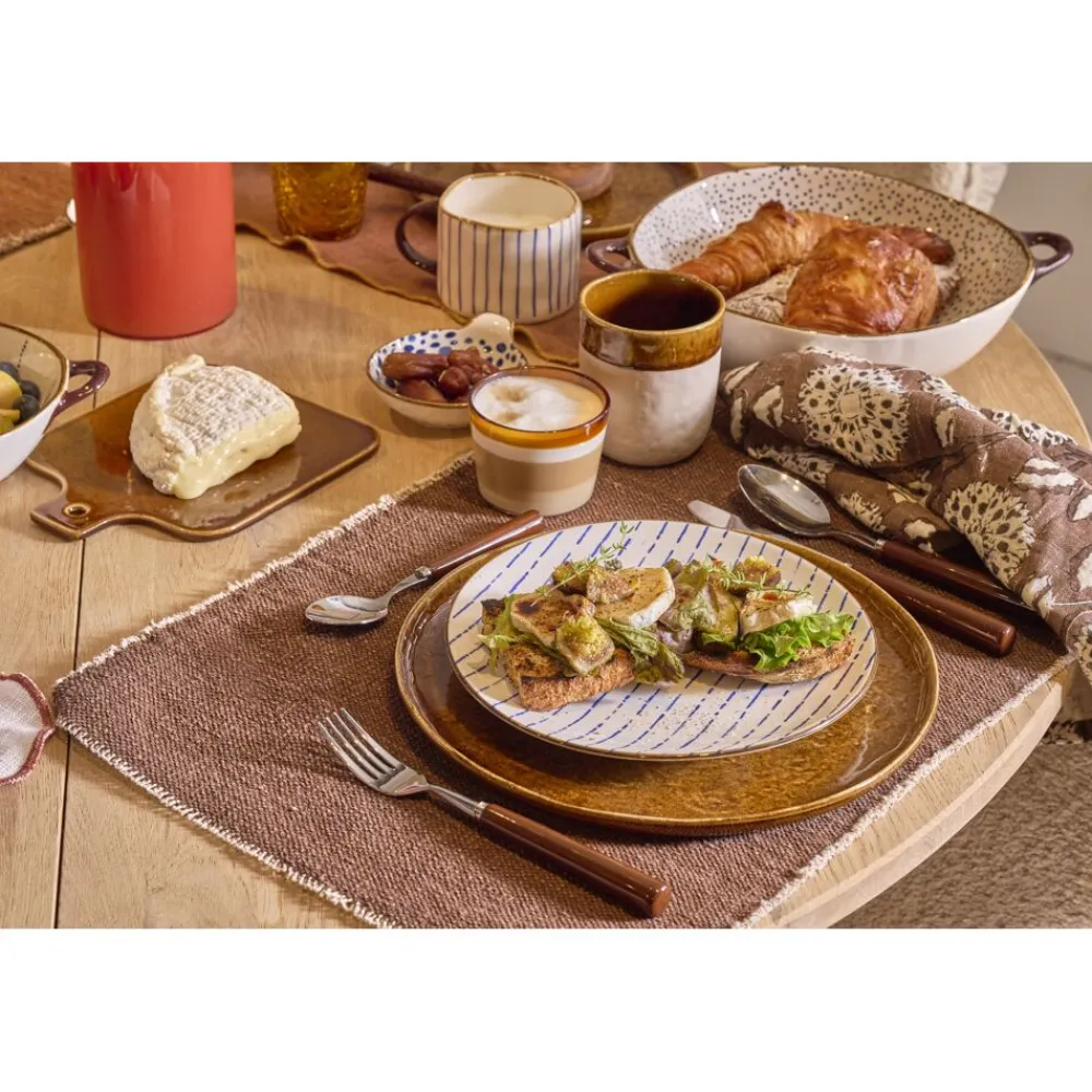 Pomax Vaisselle-ANAFI - assiette à dessert - porcelaine - DIA 22 cm - bleu