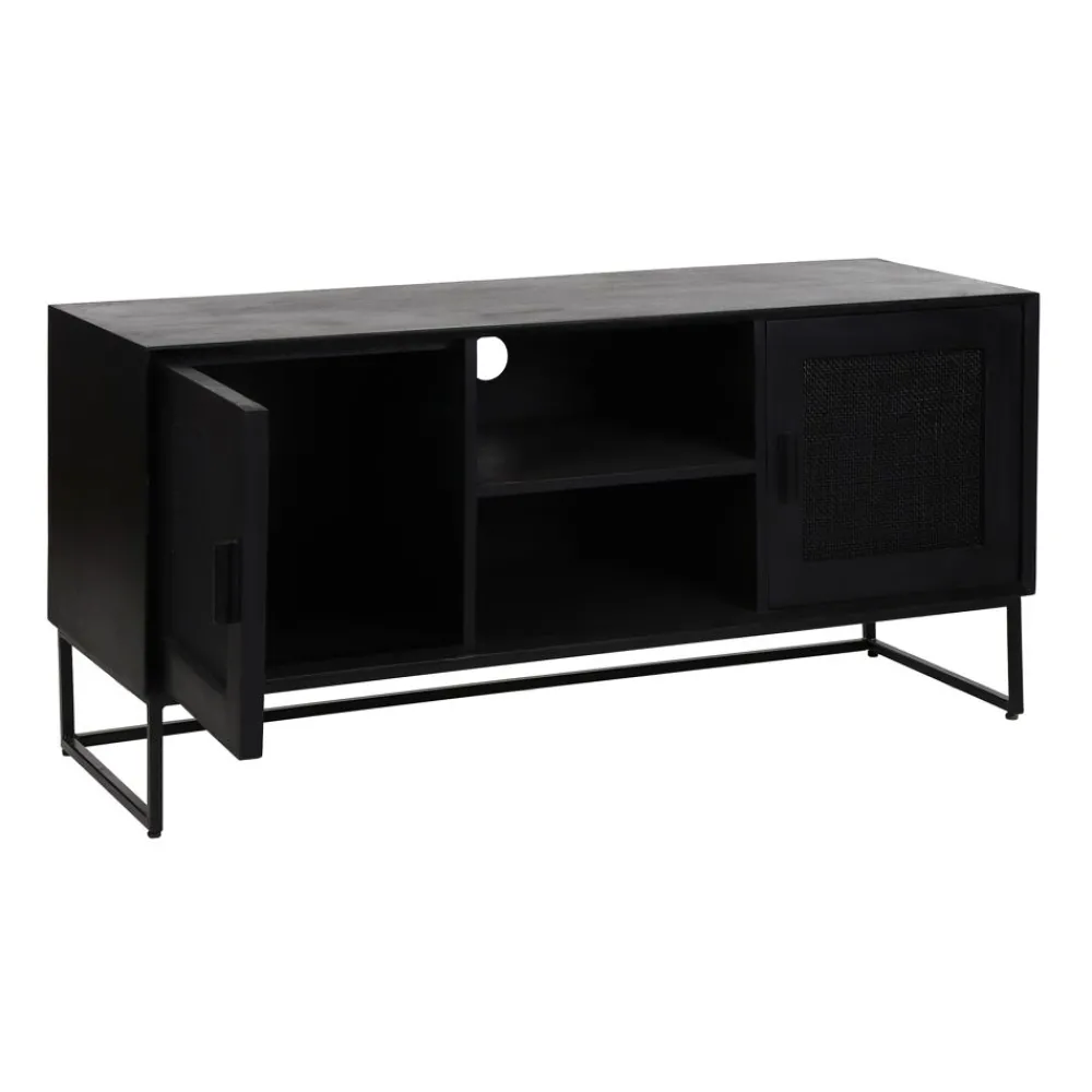 Pomax Armoires-ANGELA - armoire - bois de mangier / métal - L 120 x W 40 x H 57 cm - noir