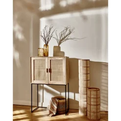 Pomax Armoires-ANGELA - armoire - bois de mangier / métal - L 80 x W 40 x H 125 cm - naturel