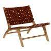 Pomax Canapés-AOSTA - chaise relax - cuir de buffle / bois d'acacia - L 65 x W 76 x H 70 cm - cognac