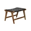 Pomax Tabourets-AOSTA - tabouret - cuir de buffle / bois d'acacia - L 56 x W 41 x H 36 cm - noir