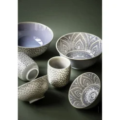 Pomax Vaisselle-ARITMO - bol à soupe - porcelaine - DIA 15 x H 7 cm - gris bleu