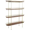Pomax Étagères-ARTDECO - rack 4 étagères - bois de mangier / métal - L 120 x W 35 x H 160 cm - noyer