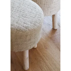 Pomax Tabourets-ASHRAM - tabouret - coton / bois - DIA 35 x H 46 cm - sable