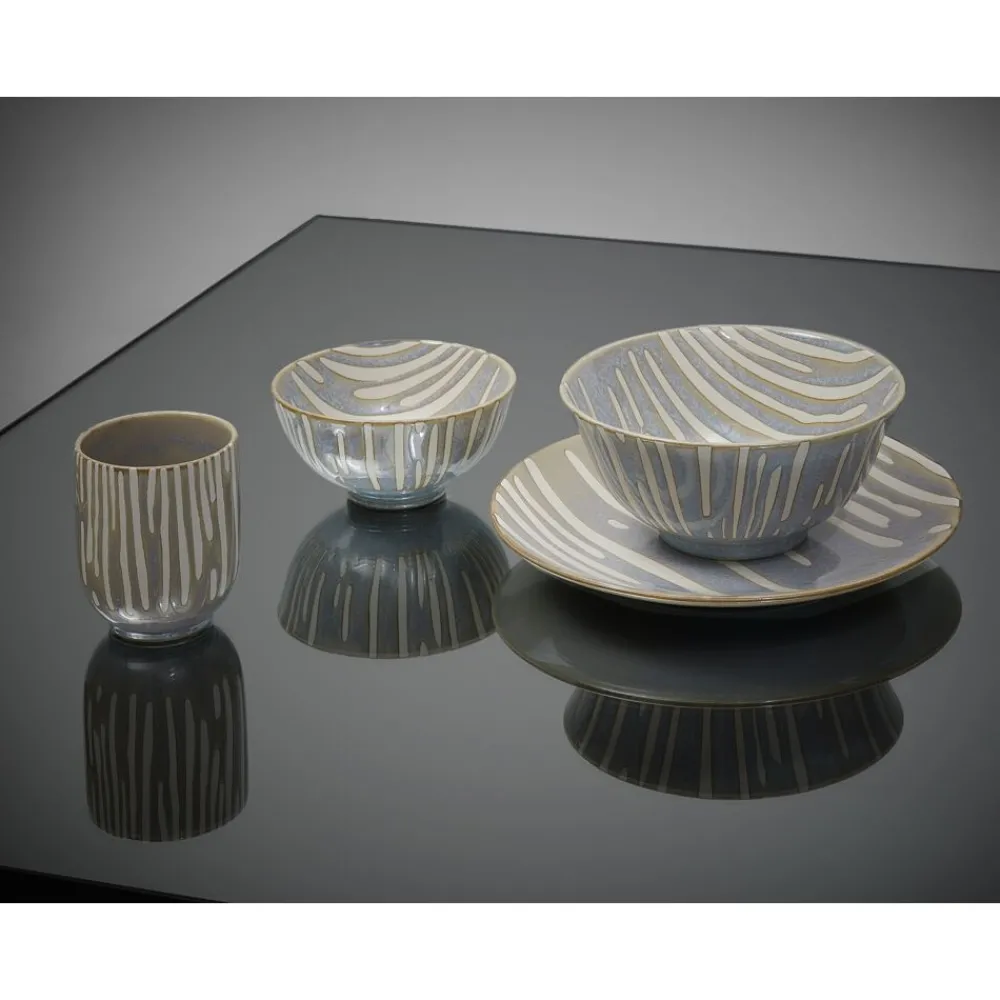 Pomax Vaisselle-ASPEN - assiette à dessert - porcelaine - DIA 22 cm - bleu glacier