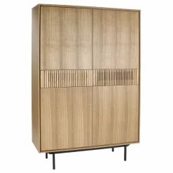 Pomax Armoires-ATLANTA - armoire - mdf / placage de bois / métal - L 115 x W 40 x H 170 cm - naturel