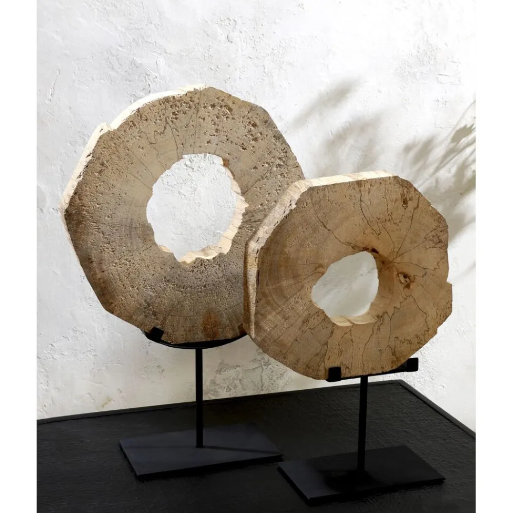 Pomax Objets De Décoration-AVILLA - objet déco - bois / métal - L 21 x W 9 x H 33 cm - naturel