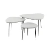 Pomax Tables Basses | Tables-AXIO - set/3 tables d'appoint - marbre - L 40/54/74 x W 40/52/68 x H 36/41/45 cm - blanc