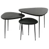 Pomax Tables Basses | Tables-AXIO - set/3 tables d'appoint - marbre - L 40/54/74 x W 40/52/68 x H 36/41/45 cm - noir