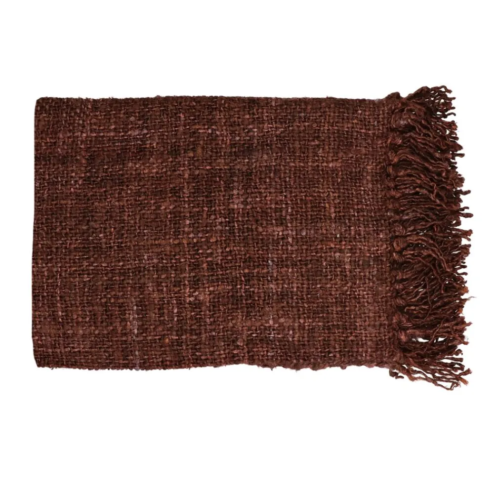 Pomax Plaids-AYALA - plaid - coton - L 150 x W 125 cm - rouille