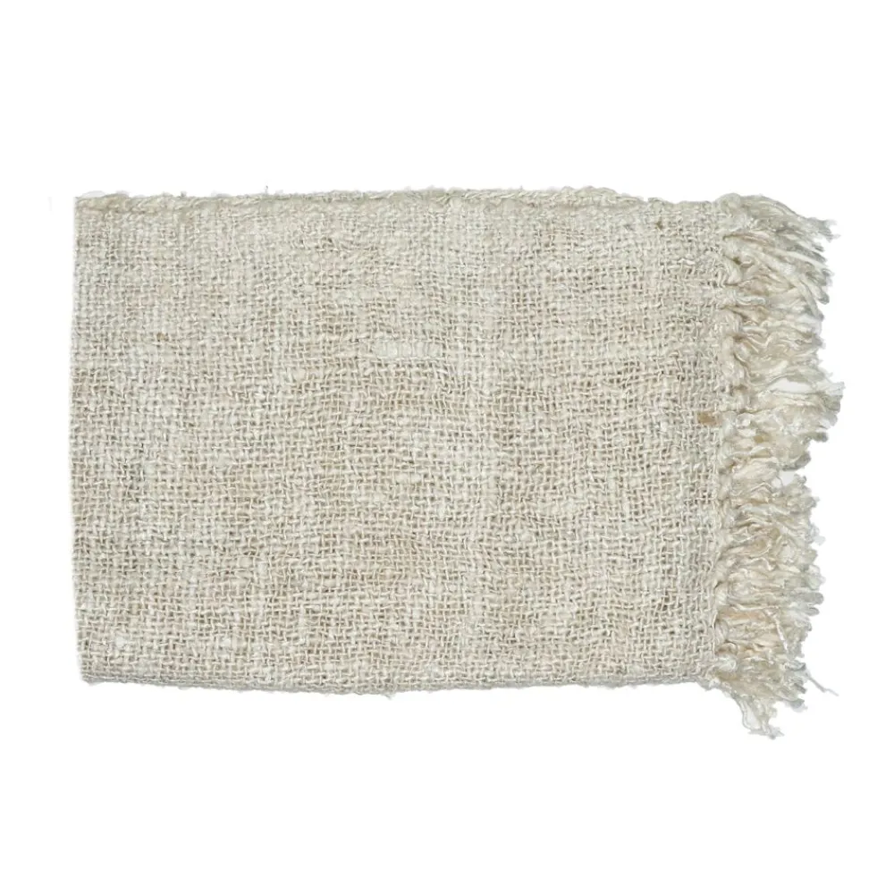 Pomax Plaids-AYALA - plaid - coton - L 150 x W 125 cm - blanc cassé