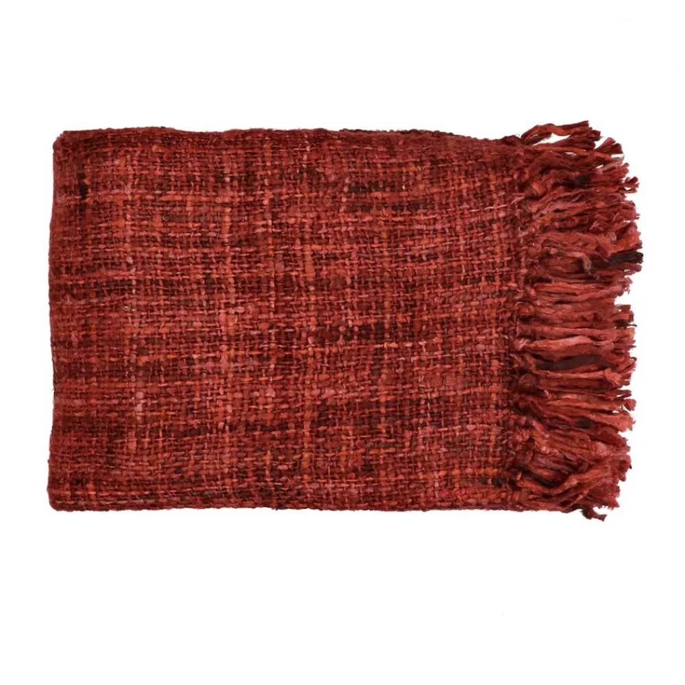Pomax Plaids-AYALA - plaid - coton - L 150 x W 125 cm - corail