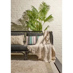 Pomax Plaids-AYALA - plaid - coton - L 150 x W 125 cm - blanc cassé