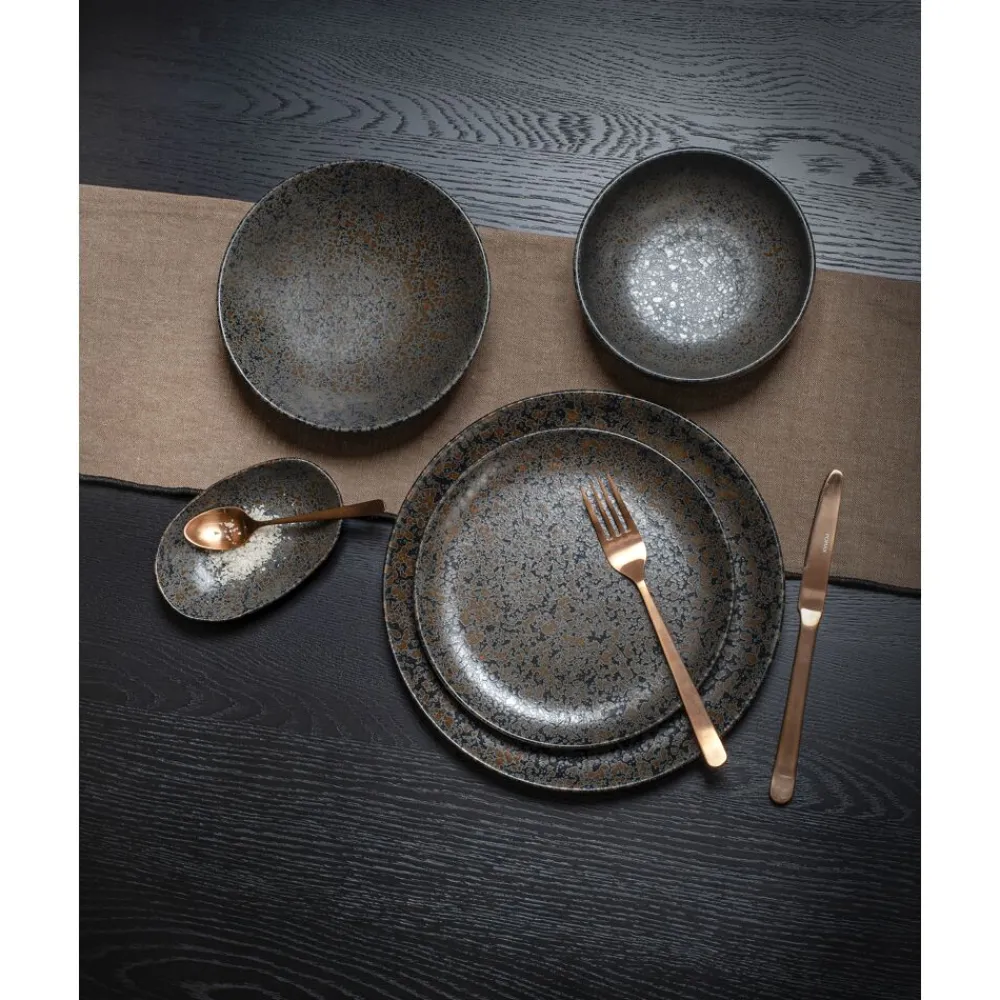Pomax Vaisselle-BASALT - assiette à dessert - grès - DIA 21,5 x H 2,1 cm - noir