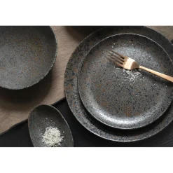 Pomax Vaisselle-BASALT - assiette à dessert - grès - DIA 21,5 x H 2,1 cm - noir