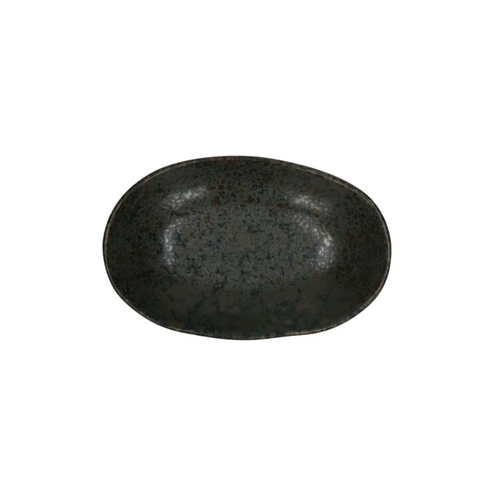 Pomax Vaisselle-BASALT - assiette ovale - grès - L 14,2 x W 9,1 x H 2,3 cm - noir