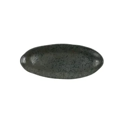 Pomax Vaisselle-BASALT - assiette ovale - grès - L 26,6 x W 11 x H 2,5 cm - noir