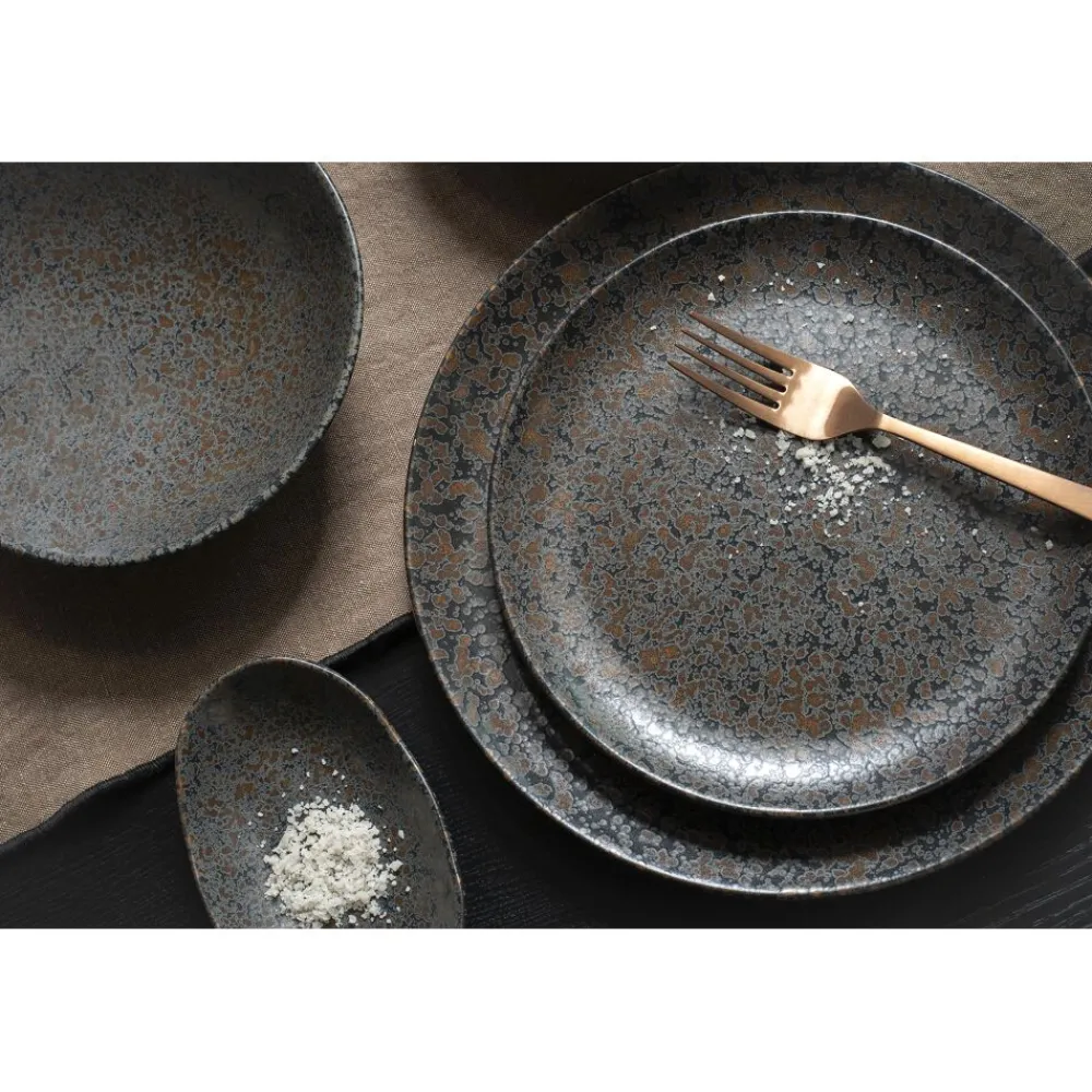 Pomax Vaisselle-BASALT - assiette plat - grès - DIA 27,2 x H 2,2 cm - noir