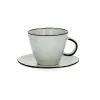 Pomax Vaisselle-BASIL - tasse & soucoupe - porcelaine - DIA 9 x H 8 cm - blanc