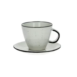 Pomax Vaisselle-BASIL - tasse & soucoupe - porcelaine - DIA 9 x H 8 cm - blanc
