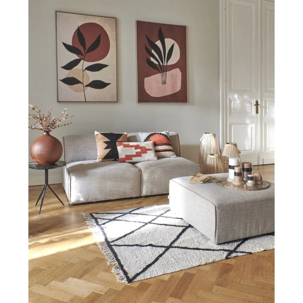 Pomax Tapis-BERBER - tapis - coton - L 180 x W 120 cm - noir/blanc