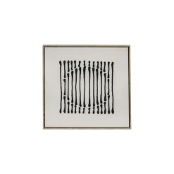 Pomax Tableau / Déco Murale-BERGAMO - toile avec cadre - lin / mdf - L 63 x W 4,3 x H 63 cm - noir/blanc