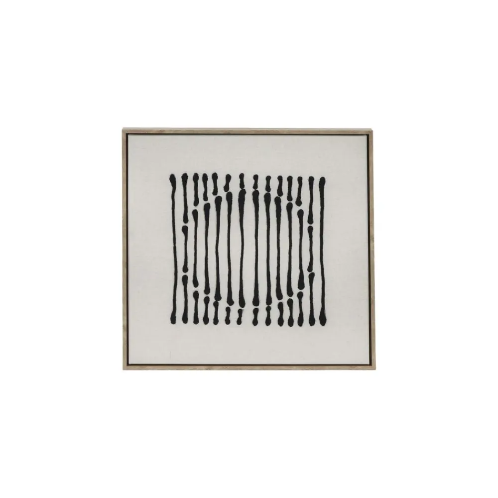 Pomax Tableau / Déco Murale-BERGAMO - toile avec cadre - lin / mdf - L 63 x W 4,3 x H 63 cm - noir/blanc