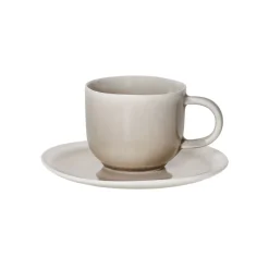 Pomax Vaisselle-BISCOTTI - assiette apéritif - porcelaine - DIA 14,6 x H 2 cm - gris/beige