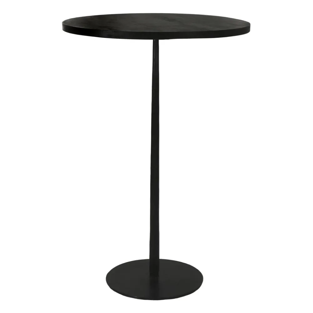 Pomax Tables-BISTRO - table de bar - bois de mangier / métal - DIA 70 x H 104 cm - noir