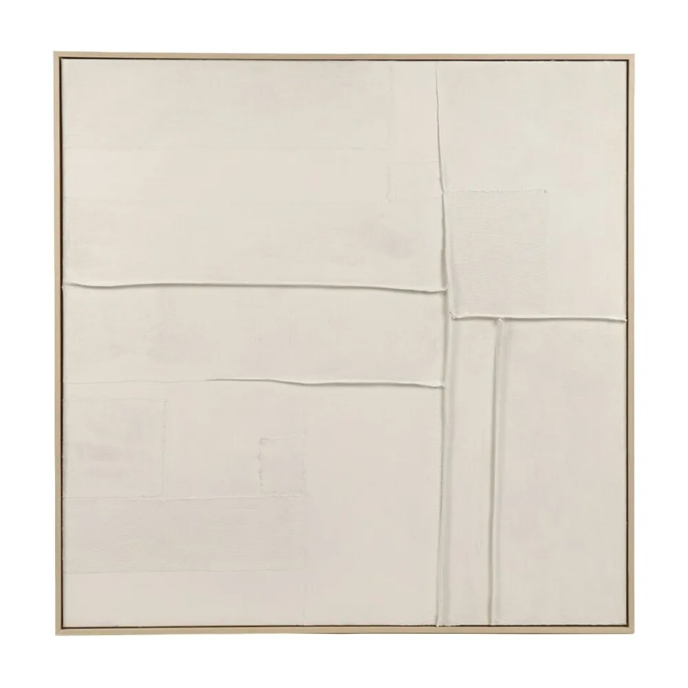 Pomax Tableau / Déco Murale-BLANCHE - toile avec cadre - bois de pin - L 100 x W 5 x H 100 cm - blanc