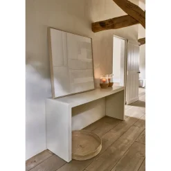 Pomax Tableau / Déco Murale-BLANCHE - toile avec cadre - bois de pin - L 100 x W 5 x H 100 cm - blanc